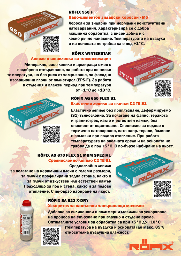 RÖFIX - работа при ниски температури